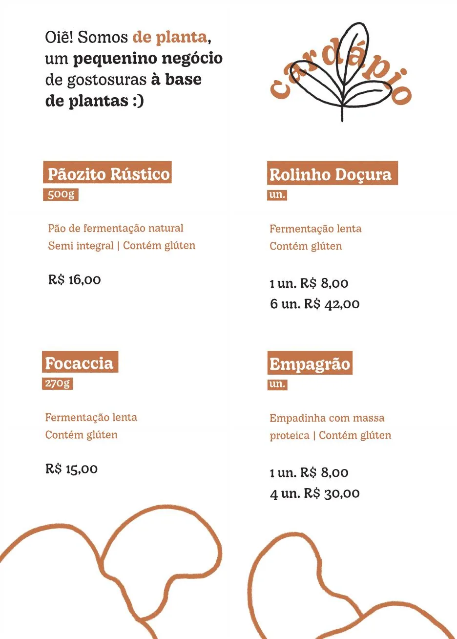 Cardápio impresso De Planta