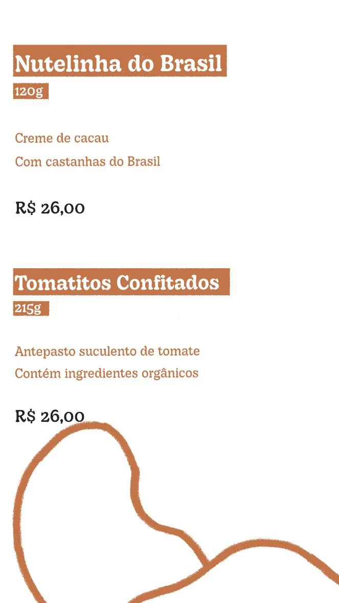 Página complementar do cardápio digital De Planta