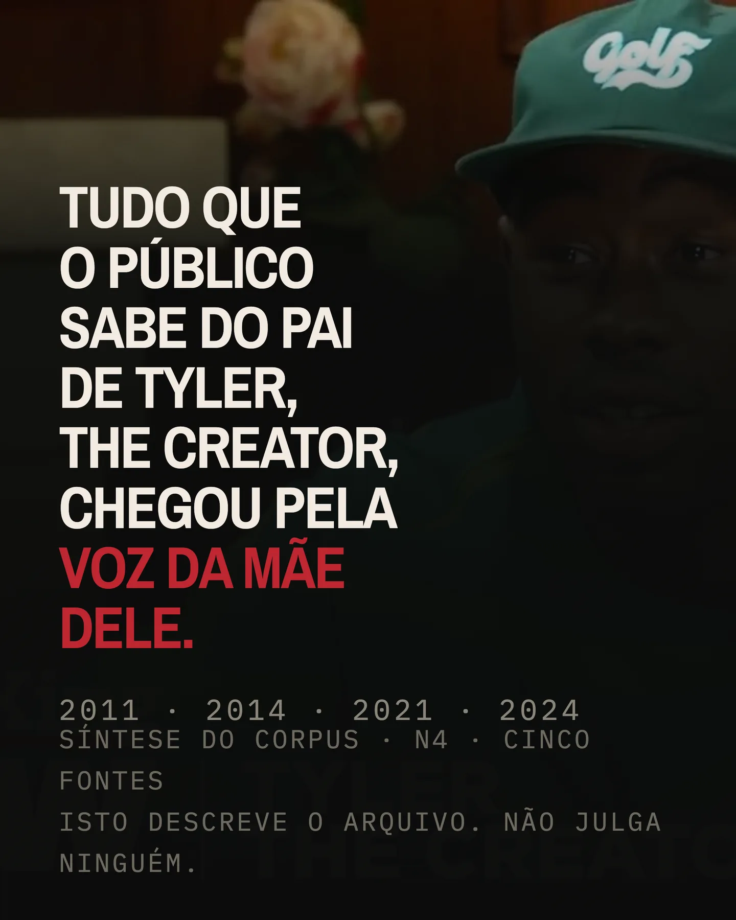 Card da Eva que apresenta uma informação de arquivo em imagem escura